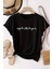 Kısa Kollu Yazı Baskılı Süprem Bluz - Siyah 3