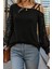 Tek Omuz Açık Çapraz Askılı Viskon Iki Iplik Bluz - Siyah 1