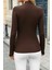 Balıkçı Yaka Kaşkorse Bluz - Kahve 3