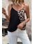Ip Askılı Leopar Desenli Viskon Bluz - Siyah 1