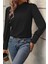 Balıkçı Yaka Dikiş Detaylı Dokuma Bluz - Siyah 1