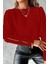 Bisiklet Yaka Fermuar Detaylı Ithal Krep Bluz - Kırmızı 1