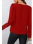 Bisiklet Yaka Fermuar Detaylı Ithal Krep Bluz - Kırmızı 3