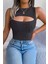 Göğüs Detaylı Kolsuz Triko Crop Bluz - Siyah 2
