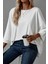 Salaş Kesim Geniş Bisiklet Yaka Viskon Bluz - Beyaz 1