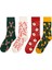 Noel ve Yılbaşı Desenli 4’lü Renkli Çorap Seti 1