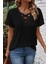 Kısa Kollu Göğüs Dekolteli Çapraz Bağcık Detaylı Bluz - Siyah 1