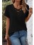 Kısa Kollu Göğüs Dekolteli Çapraz Bağcık Detaylı Bluz - Siyah 3