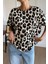 Bisiklet Yaka Fiyonk Detaylı Süprem Bluz - Leopar 1