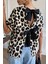 Bisiklet Yaka Fiyonk Detaylı Süprem Bluz - Leopar 2