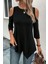 Omuz Dekolteli Asimetrik Kesim Viskon Bluz - Siyah 1