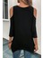 Omuz Dekolteli Asimetrik Kesim Viskon Bluz - Siyah 2