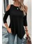 Omuz Dekolteli Asimetrik Kesim Viskon Bluz - Siyah 3