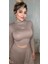 Nefertiti Fit Soft Kumaş Boğazlı Crop & Jogger Ikili Takım – Taupe 1