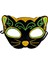 Siyah Kadife Kaplama Üzeri Sarı Yeşil Sim Işlemeli Kedi Maskesi 20X13 cm (5224) 1