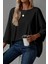 Salaş Kesim Geniş Bisiklet Yaka Viskon Bluz - Siyah 1