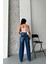 Baggy Süper Taş Bıyık Yıkama Koyu Mavi Jeans Pantolon D2007 2