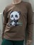 Sevimli Panda Baskılı Pamuklu Unısex Uzun Kollu Tişört (Sweatshirt) 1