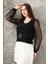 Tokalı Tül Kollu Bluz Siyah T4071 2