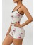 Lily Bicnca Kadın Beyaz Ip Askılı Pembe Flemingolu Mini Shortlu Takım 1