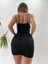 Göbek Dekolteli Büzgülü Siyah Mini Club Elbisesi 4