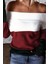 Madonna Yaka Blok Desen Triko Bluz Bordo 1