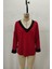 V Yaka Omzu Açık Sandy Bluz - Kırmızı 4