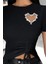 Bisiklet Yaka Taş Kalp Detaylı Viskon Bluz Siiyah 2