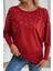 Bisiklet Yaka Incili Viskon Bluz - Kırmızı 2