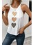Halter Yaka Kalp Desen Viskon Bluz Beyaz 1