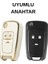 Opel Astra J Mokka Insignia Chevrolet Cruze Uyumlu Nano Sustalı 3 Buton Anahtar Kılıfı Beyaz-Gold 2