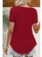 Kısa Kollu Lazer Yaka Krep Bluz - Kırmızı 3