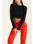 Bisiklet Yaka Parmak Geçmeli Crop Bluz Siyah 1
