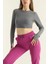 Bisiklet Yaka Parmak Geçmeli Crop Bluz Antrasit 1