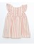 Yeni Sezon Arkası Düğmeli Çizgili Interlok Kız Bebek Elbise 3