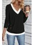 Uzun Kollu Düğmeli Yün Viskon Bluz - Siyah 3