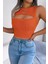 Göğüs Detaylı Kolsuz Triko Crop Bluz - Turuncu 1