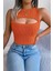 Göğüs Detaylı Kolsuz Triko Crop Bluz - Turuncu 2