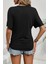 Bisiklet Yaka Büzgü Detaylı Yarasa Kol Viskon Bluz Siyah 2