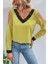 V Yaka Omzu Açık Sandy Bluz - Sarı 1