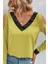 V Yaka Omzu Açık Sandy Bluz - Sarı 2