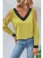 V Yaka Omzu Açık Sandy Bluz - Sarı 3