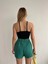 Çift Yırtmaçlı Atlas Şort Etek Yeşil S240364 3
