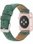 Apple Watch Uyumlu Deri Kordon 42-44-45MM De6 Yeşil 2