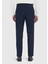 Lacivert Çizgili Dokuma Regular Fit Casual Yün Karışımlı Pantolon 5
