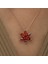 925 Ayar Gümüş Kırmızı Çiçek Kadın Gümüş Kolye T5158 (972972) 2