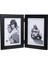 Çift Dikey 5x7 Resim Çerçevesi - Geniş Gerçek Ahşap Kalıp, Gerçek Cam - Siyah 1