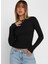 Bisiklet Yaka Uzun Kollu Fitilli Crop Bluz 1