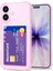 Apple iPhone 17 Kılıf Kartlıklı Anti Şok Korumalı Şeffaf Silikon Pembe 1