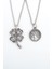 2'li Dört Yapraklı Yonca - Yaşam Ağacı Gümüş Kaplama Kolye Seti 1